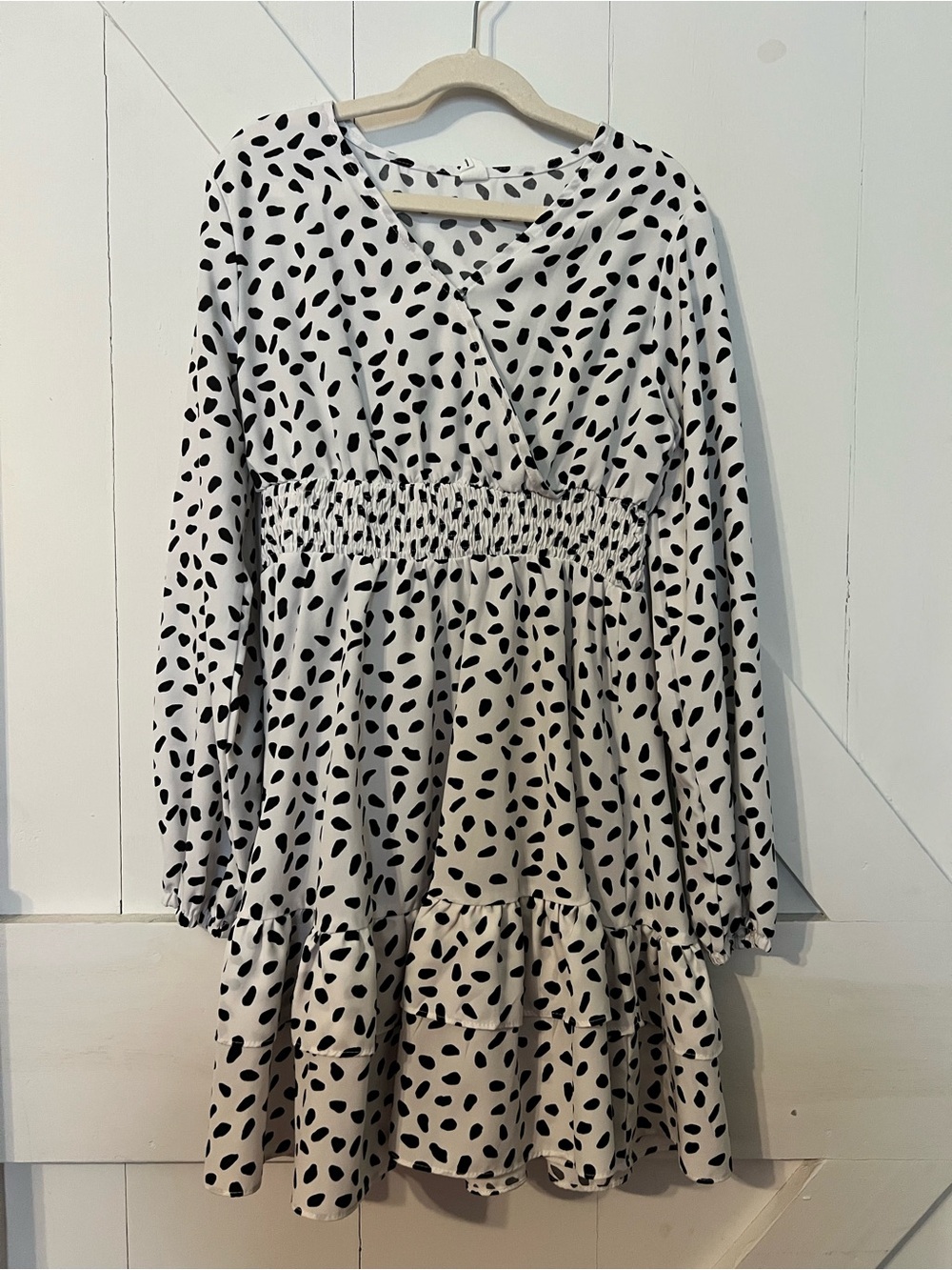 SHEIN White Dress with Black Spot Print